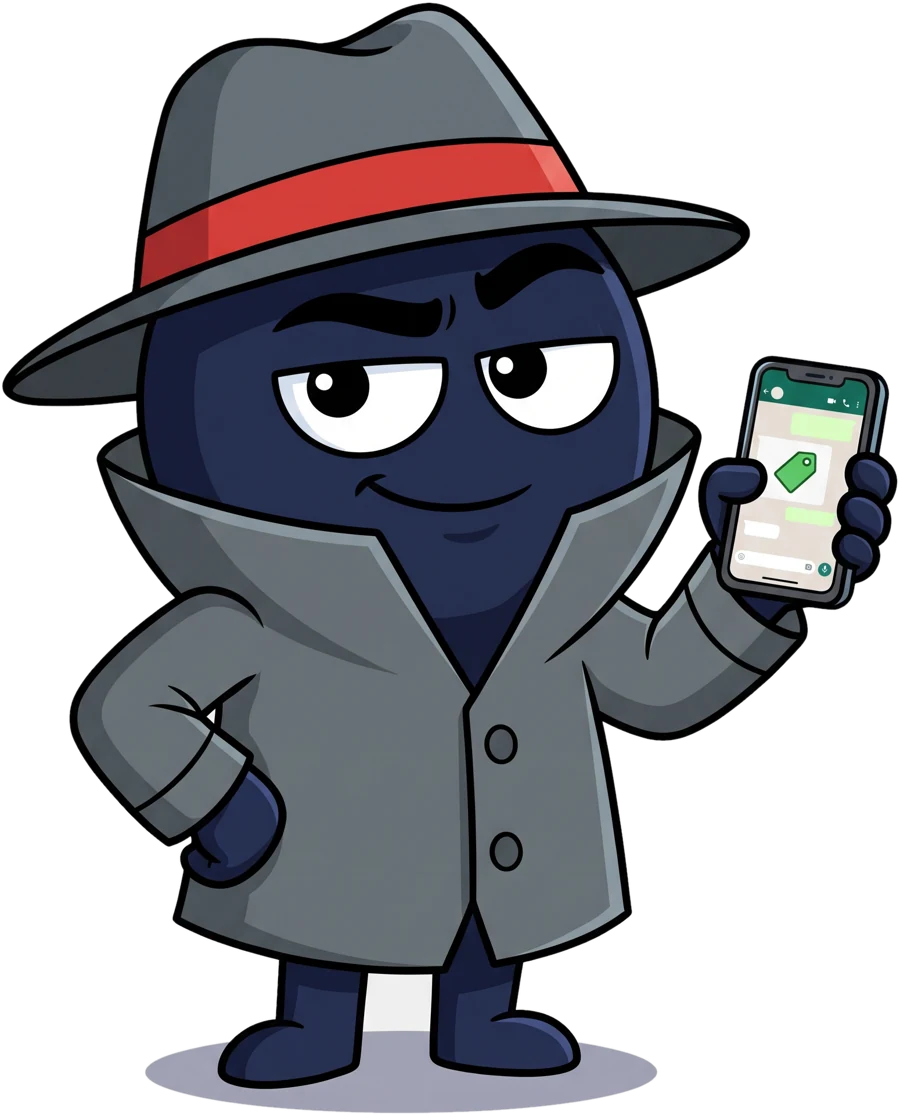 O agente Fedora mostrando uma oferta no celular
